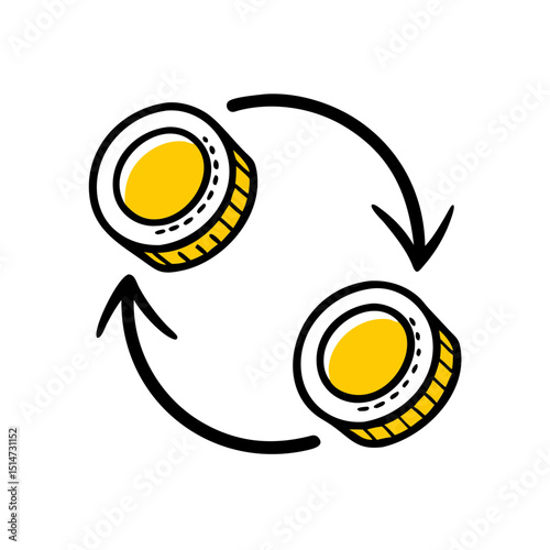 Coin exchange color icon on transparent background for web and graphic design