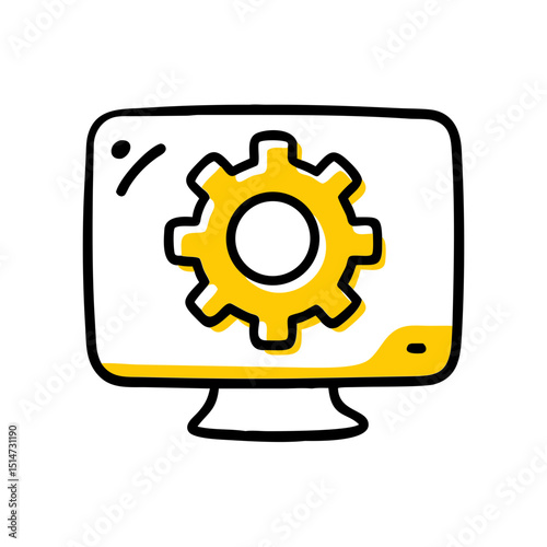 Computer settings color icon on transparent background for web and graphic design