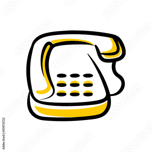 Landline telephone color icon on transparent background for web and graphic design