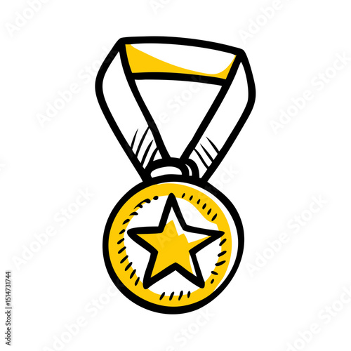 Medal color icon on transparent background for web and graphic design