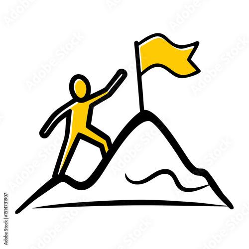 Reaching the summit color icon on transparent background for web and graphic design