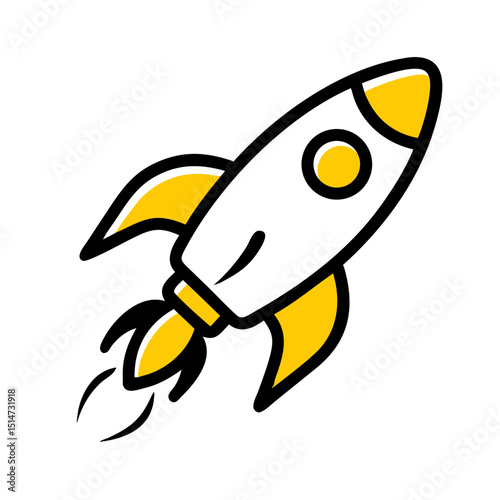 Rocket launch color icon on transparent background for web and graphic design