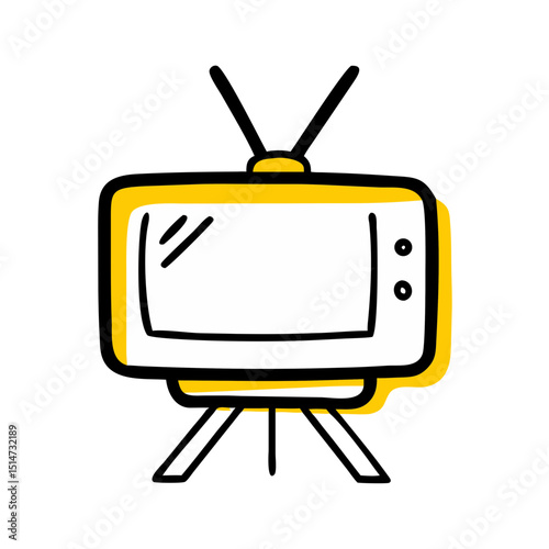 TV on stand color icon on transparent background for web and graphic design