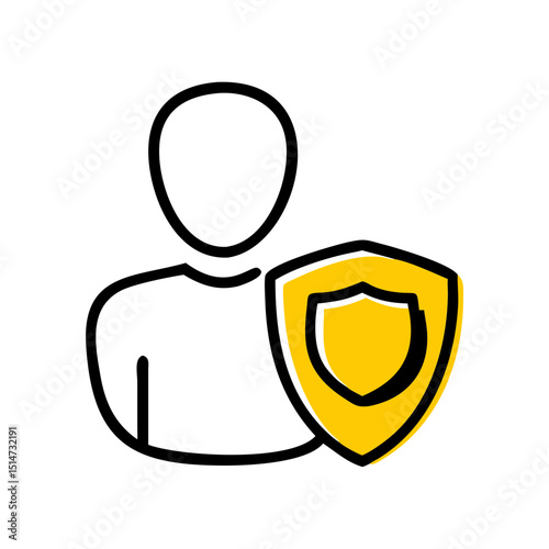 User profile protection color icon on transparent background for web and graphic design