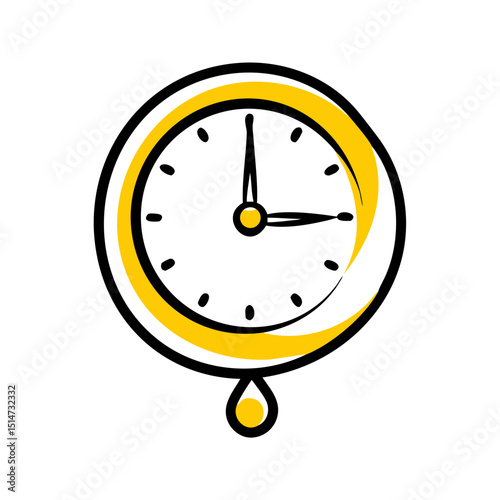 Wall clock color icon on transparent background for web and graphic design