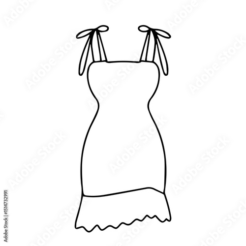 Outline mini dress party collection stock. Dresses silhouette vector