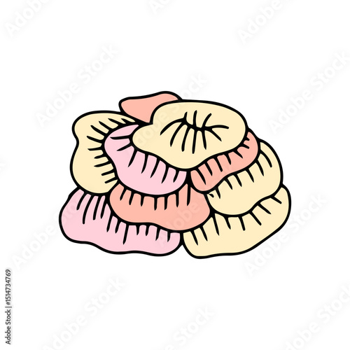 Cartoon coral and reef design. coral reefs and seaweed doodle design element