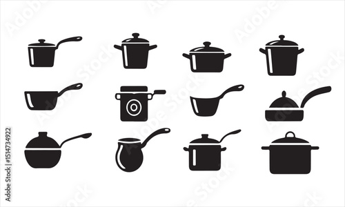 A set of twelve black silhouette illustrations of scuba divers in various underwater poses.