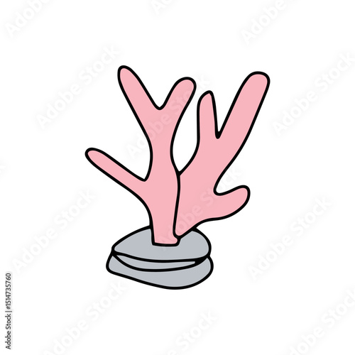 cartoon coral reef isolated on white background. Abstract Seaweed Shape Aesthetic Element Vector Illustration