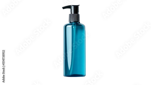 A tall bottle of hair conditioner with a pump top, Transparent background, PNG file