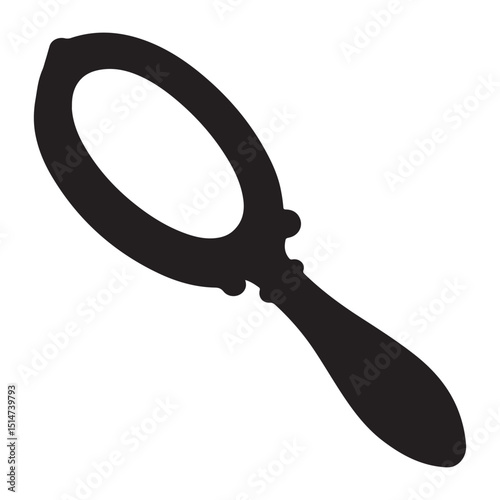 Hand mirror icon silhouette vector illustration on white background