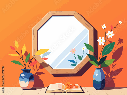 Octagon mirror or Feng Shui Bagua Mirror, Chinese use to repel negative energy