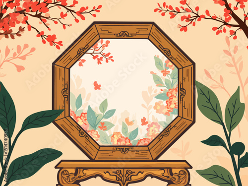 Octagon mirror or Feng Shui Bagua Mirror, Chinese use to repel negative energy