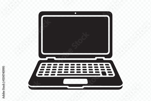 A modern portable blank screen laptop computer for business and communication isolated on a white background
