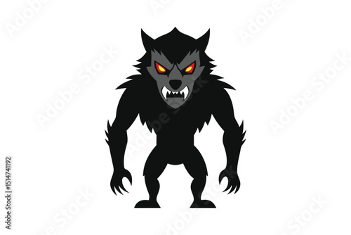 Werewolf Halloween Scary Werewolf on White Background
