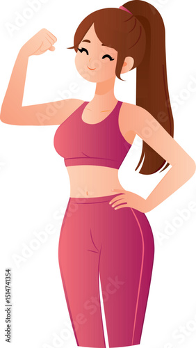 Sporty girl smiling happily after exercising