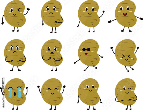 cute Potato vagetable clipart face expression fruit cartoon food character kawaii