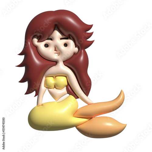 Kawaii 3d mermaid is beautiful element design character