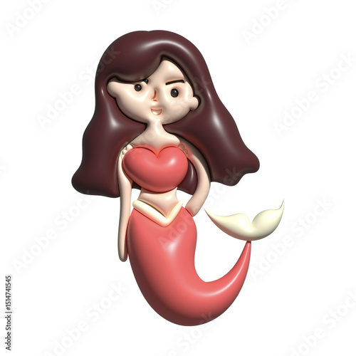 Kawaii 3d mermaid is beautiful element design character
