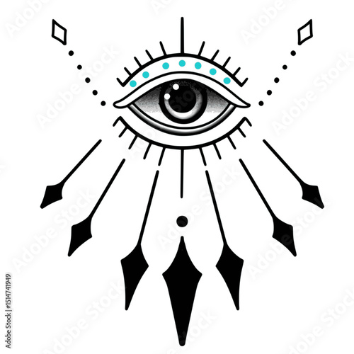 Evil eye tattoo design. illustration EPS10