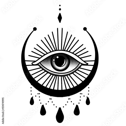 Evil eye tattoo design. illustration EPS10