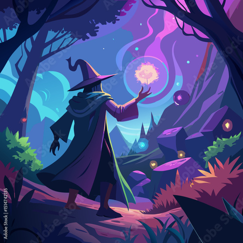 Magical Forest Wizard Vector