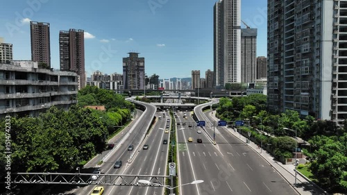 Traffic moves along roads near xiejiawan metro station, chongqing