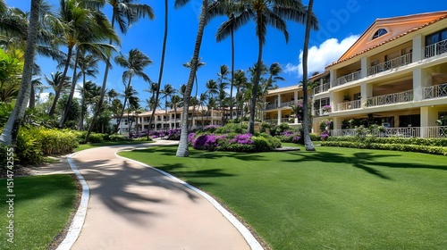Wallpaper Mural Tropical Resort Pathway Winding Through Lush Palm Trees and Luxury Villas Torontodigital.ca