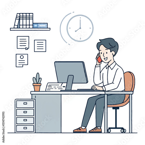 
Man working at the office