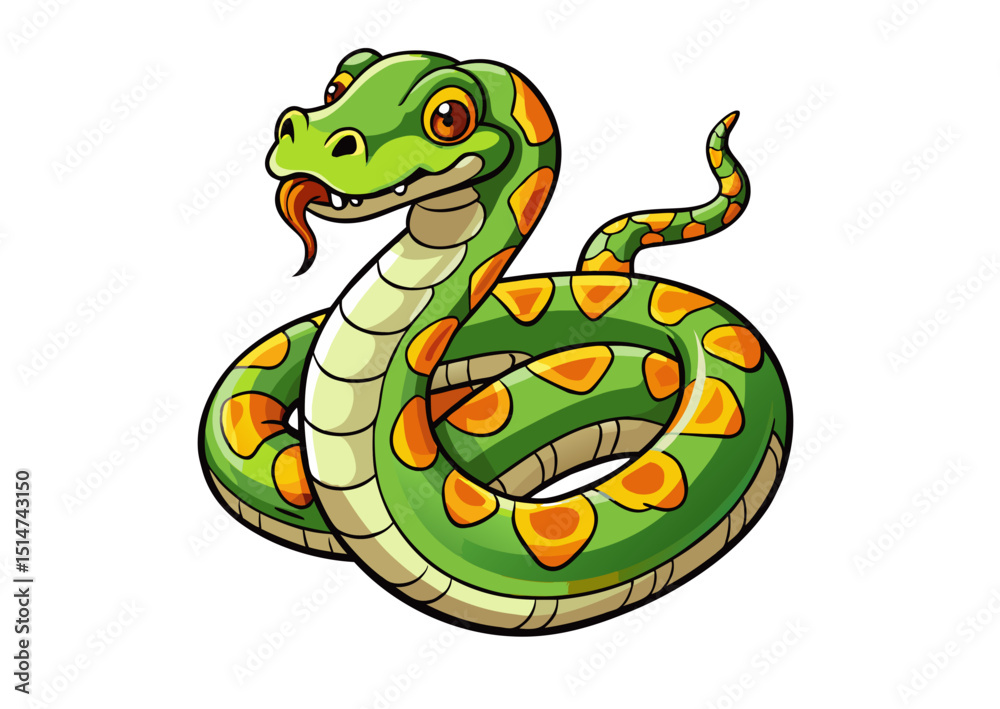 Fototapeta premium green snake cartoon