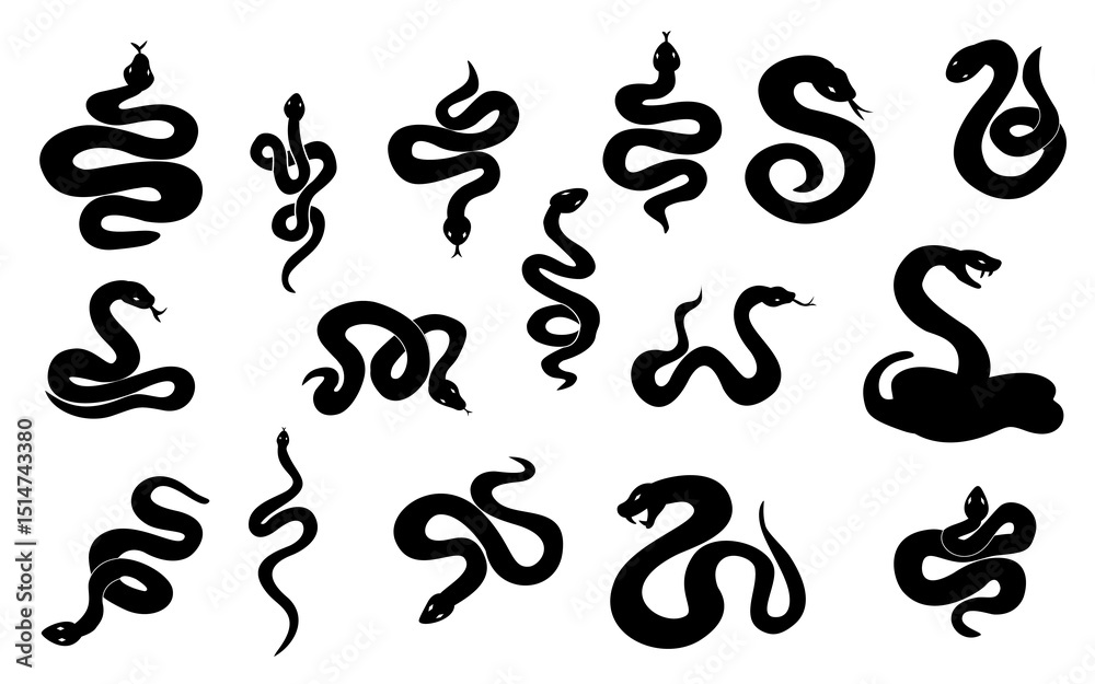 Obraz premium silhouette snake element hand drawn design