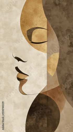 Abstract representation of a woman's profile in earthy tones showcasing tranquility and beauty