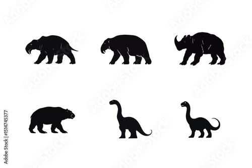 Silhouette collection of prehistoric animals