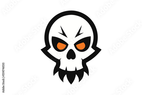 Skull Illustration for Halloween on White Background
