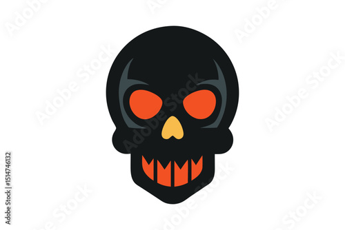 Skull Illustration for Halloween on White Background
