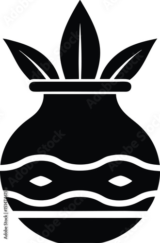 Traditional Kalash Pot – Silhouette with Clean Lines and Leaves