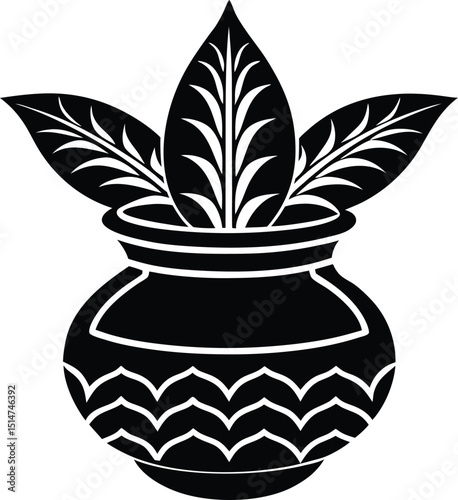 Classic Hindu Kalash – Silhouette Pot Symbol for Ritual Use