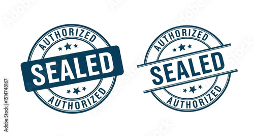 Sealed and Authorized Stamp Illustrations | Circular Rubber Stamp for Documents, Certificates and Legal Applications