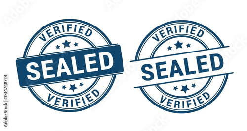 Sealed and Verified Badge Icon Set | Quality Assurance Stamp Graphic for Product Guarantee or Certificate of Authenticity Design