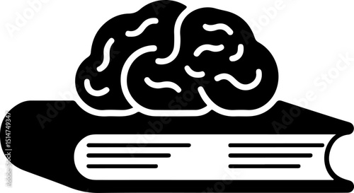 Head brain with Heart in Thought Bubble  Vector Silhouette
