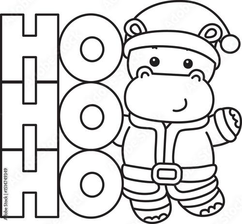 Outline of Cute hippo icon. Lineart of Funny baby hippo animal series stock illustration. life of fluffy hippo designs.