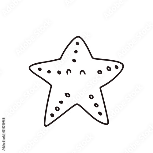 Handrawing underwater habit isolated on white background. Big set with cute sea animals, shells, corals, seaweed. Kawaii sea life character elements. Cartoon coloringbook or coloring page.
