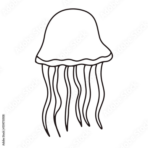 Handrawing underwater habit isolated on white background. Big set with cute sea animals, shells, corals, seaweed. Kawaii sea life character elements. Cartoon coloringbook or coloring page.
