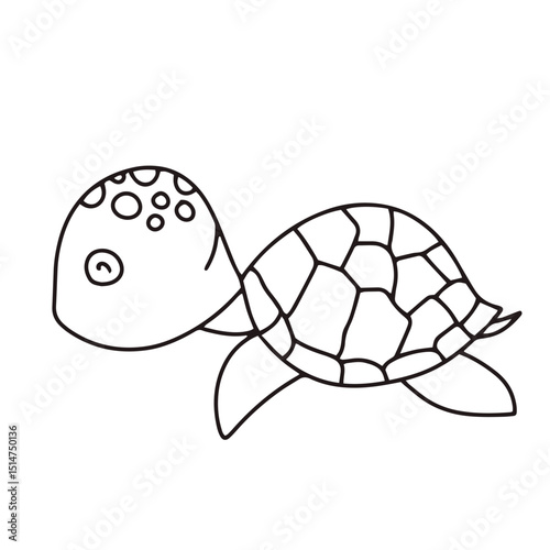 Handrawing underwater habit isolated on white background. Big set with cute sea animals, shells, corals, seaweed. Kawaii sea life character elements. Cartoon coloringbook or coloring page.