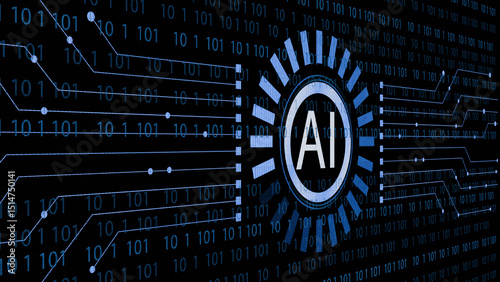 Artificial Intelligence AI Concept-Large Computer Screen Showing Artificial Intelligence AI. 