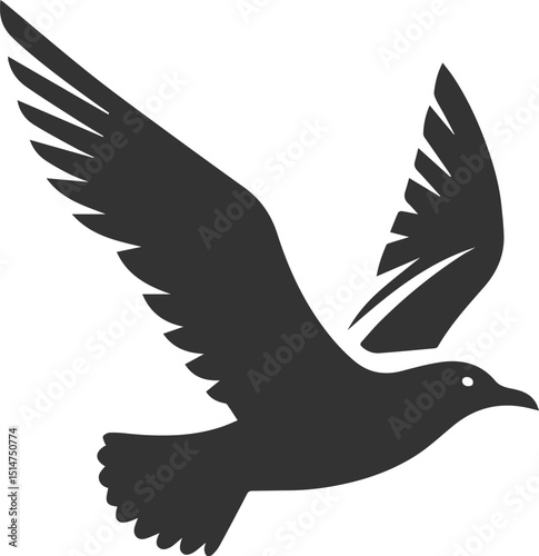 Vector drawing silhouette of a seagull bird artwork black