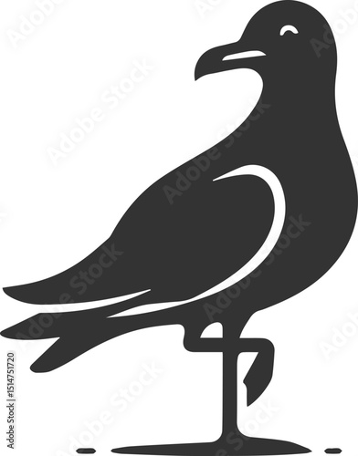 Vector drawing silhouette of a seagull bird artwork black