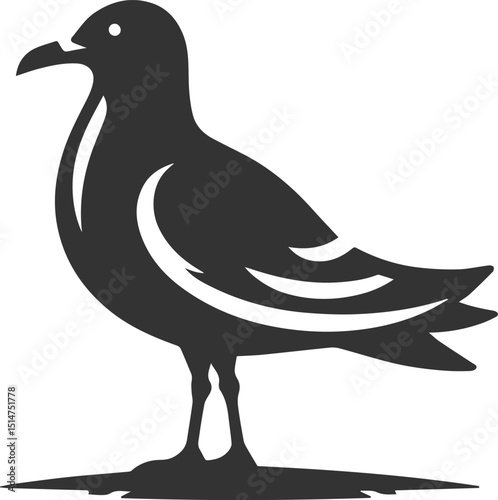 Vector drawing silhouette of a seagull bird artwork black