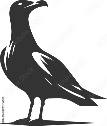 Vector drawing silhouette of a seagull bird artwork black
