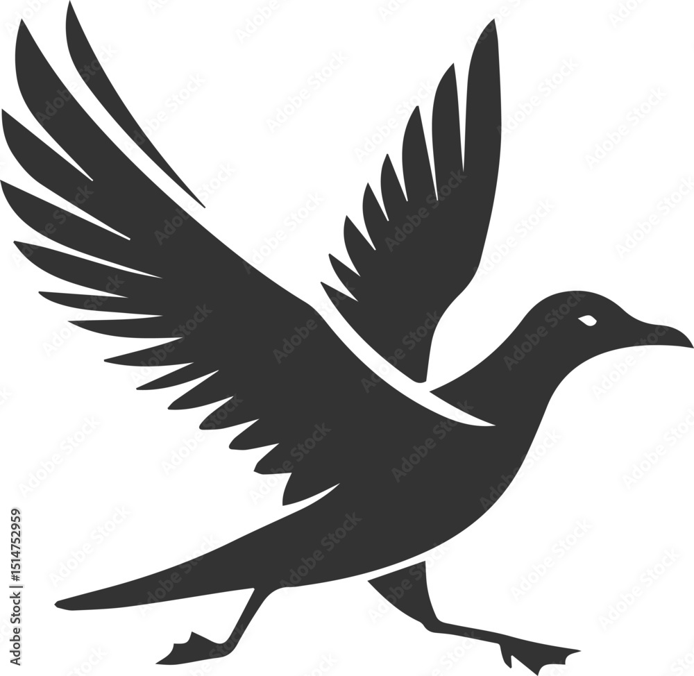 Fototapeta premium Vector drawing silhouette of a seagull bird artwork black